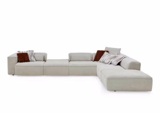 Ecksofa - 3,5-Sitzer mit Ecke rechts, Stoff, Natur