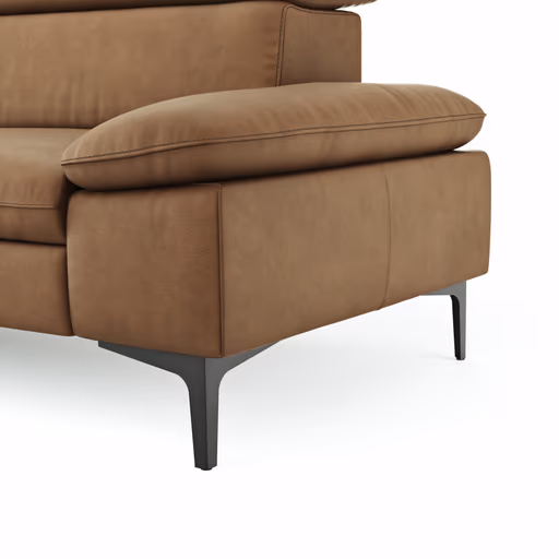 Ecksofa Felipa - Ecke links mit 2,5-Sitzer inkl. Kopfteil verstellbar, Leder, Cognac