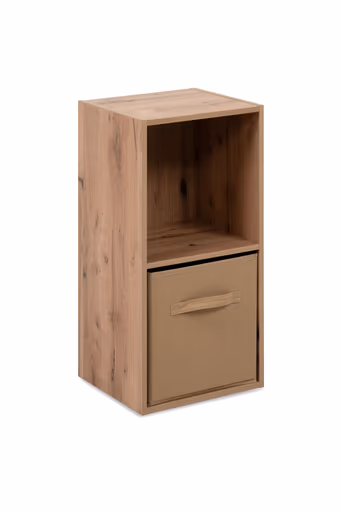 Regal - inkl. Stoffbox, B ca. 30 cm, Artisan Eiche Nachbildung, Beige