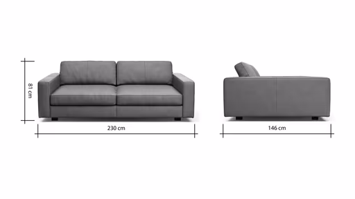 Sofa Aprino 2 - 3,5-Sitzer XXL, Dickleder, Cognac, Armlehne Block schmal