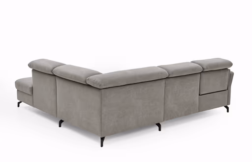 Ecksofa - 2-Sitzer mit Ecke rechts, Stoff, Grau