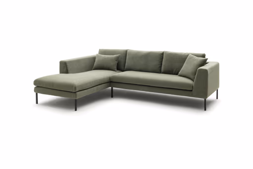 Ecksofa Helmi - Longchair links, 2,5-Sitzer, Stoff, Eukalyptus
