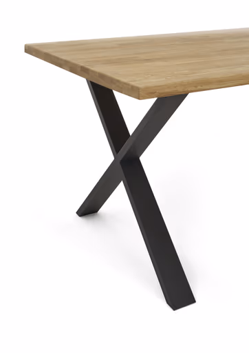 Esstisch- LB ca. 180x100 cm, Eiche, Massiv, Geölt, Metall, Schwarz