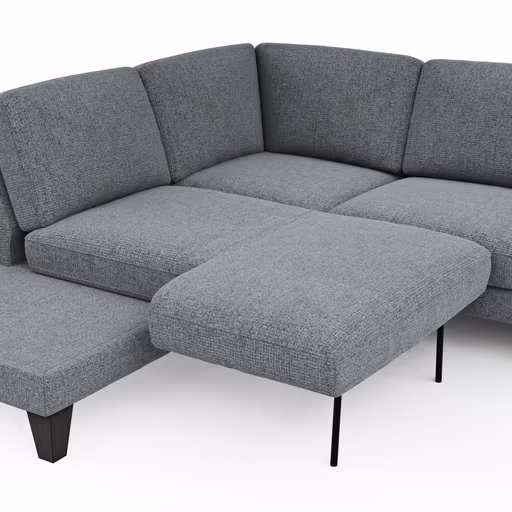 Ecksofa Oviedo - Ecke links mit 2,5-Sitzer inkl. Drehsitz, Stoff, Grau