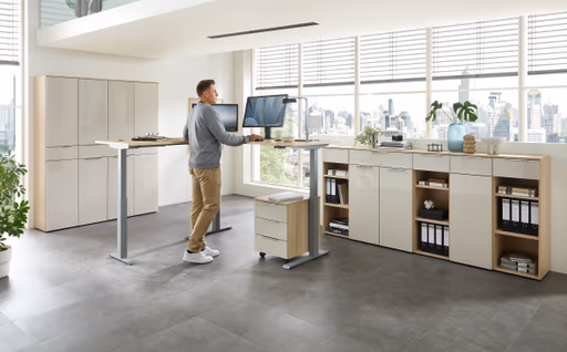 Büroregal - B ca. 40 cm, Riva Eiche Nachbildung, Kaschmir