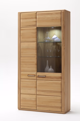 Vitrine - mit Beleuchtung, Kernbuche teilmassiv