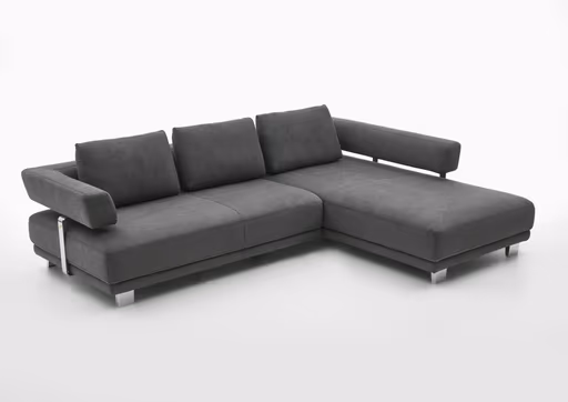 Ecksofa - 2,5-Sitzer mit Longchair rechts, Stoff, Grau