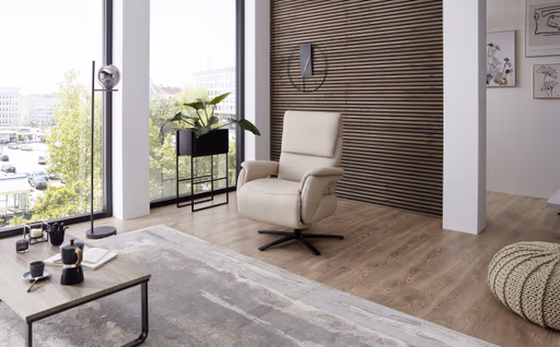 Drehsessel - Größe. M, Relaxfunktion, Leder, Ecru