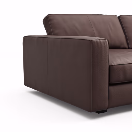 Sofa Aprino 2 - 3,5-Sitzer XL, Dickleder, Dunkelbraun, Armlehne Block schmal