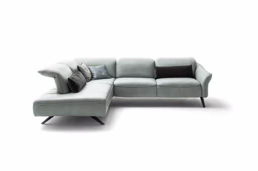 Ecksofa Bormio - Ecke links mit 2,5-Sitzer inklusive motorischer Fußteilverstellung, Leder, Jade