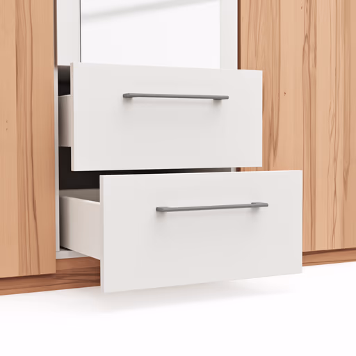 Drehtürenschrank Viana - B. ca. 136 cm, Furnier, Kernbuche, Weiß