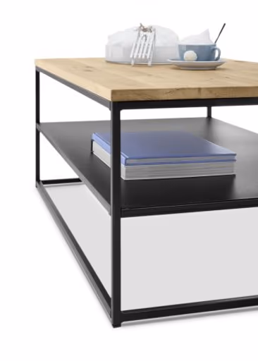 Couchtisch - LB ca. 95x55 cm, Wildeiche Massiv, Schwarz