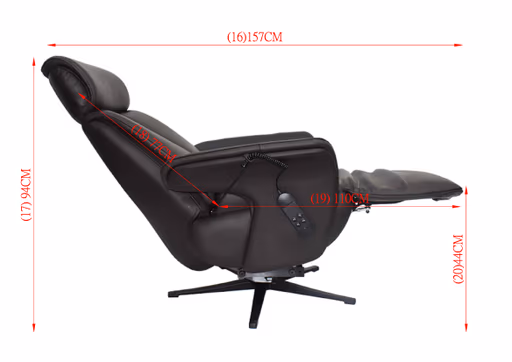 TV-Sessel MATHIS - drehbar, Aufstehhilfe, Relaxfunktion, Kopfteilverstellung, Leder, Chocolate