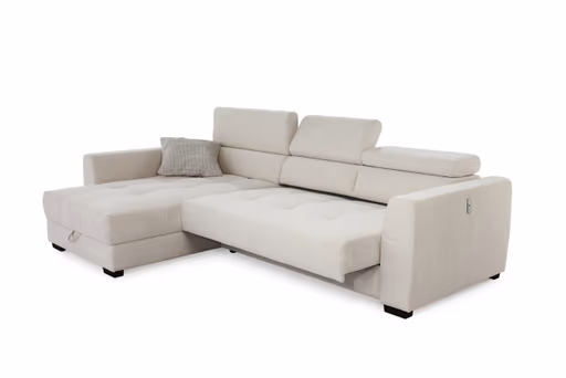 Ecksofa - 2-Sitzer, Ecke rechts, Stoff, Beige