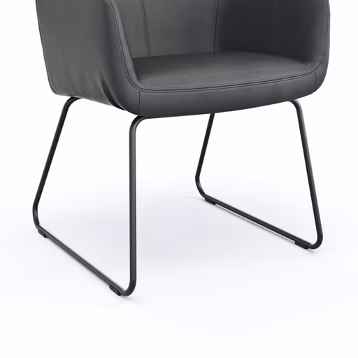 Armlehnstuhl Newcastle - Leder, Anthrazit