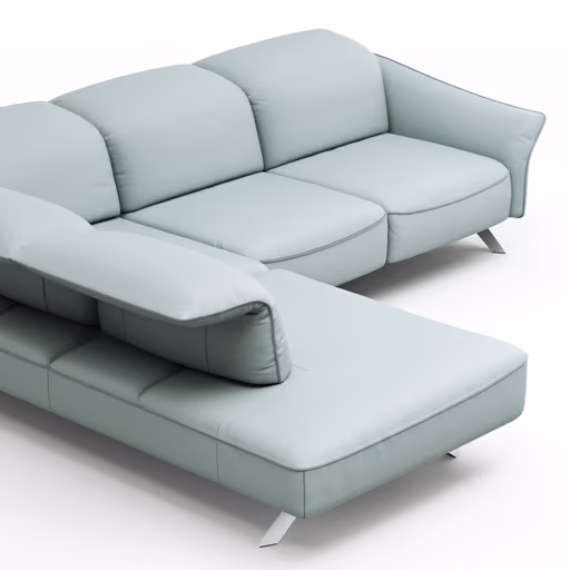 Ecksofa Bormio - Ecksofa links mit 2,5-Sitzer inklusive Fußteilverstellung motorisch, Sitztiefen und Kopfteilverstellung, Leder, Jade