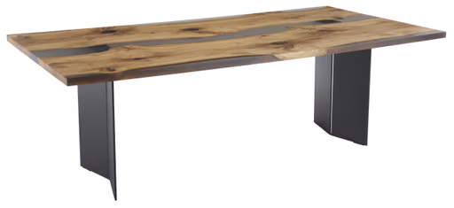 Esstisch Nera - LB ca. 220 x 110 cm, Asteiche massiv, Epoxy, Grau