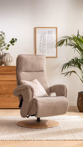 Sessel Tulsa Relax - Größe M, inkl. Fußteil/Rückenlehne verstellbar (motorisch), inkl. Kopfteilverstellung, Stoff, Graubeige