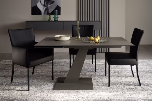 Stuhl Penthouse - Leder, Schwarz, 4 Fuß, Metall, Schwarz