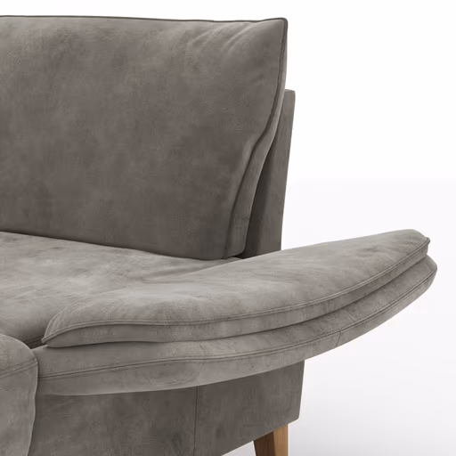 Sofa Stamford - inkl. Armlehne verstellbar und Kopfstütze, Ecksofa 2-sitzig und Abschlusshocker links mit 3,5-Sitzer, Bogen rechts, Stoff, Anthrazit