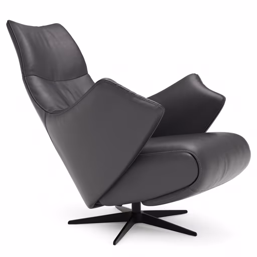 Relaxsessel Girona -  Relaxfunktion (motorisch), Leder, Schwarz