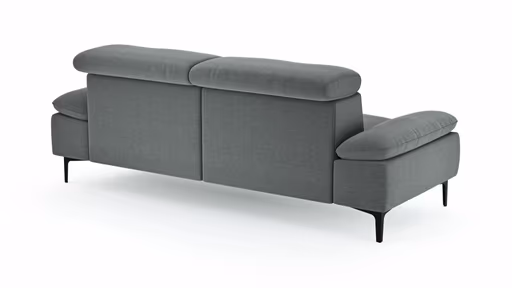 Sofa Felipa - 3-Sitzer inkl. Kopfteil verstellbar, Stoff, Grau