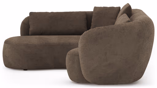 Ecksofa Karasu - Ottomane links mit 3-Sitzer rechts, Stoff, Taupe