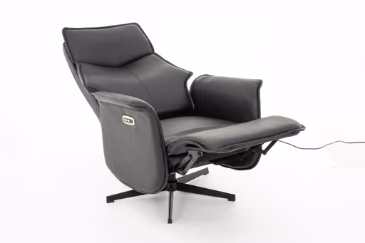 Sessel - Relaxfunktion motorisch, Leder, Schwarz