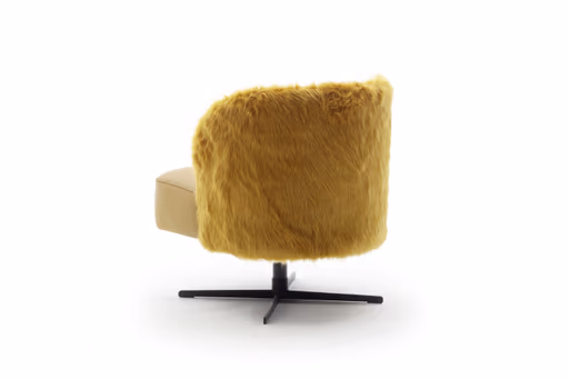 Sessel Cuneo - drehbar, Leder Kurkuma, Stoff, Gold
