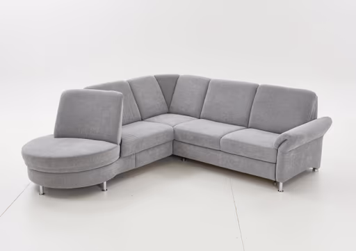 Ecksofa - Ecke links und 2,5-Sitzer, Drehsitz, Stoff, Silbergrau