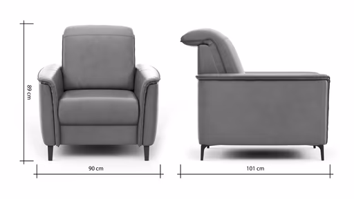 Sessel Bolivien - Kopfteil verstellbar, Leder, Steel