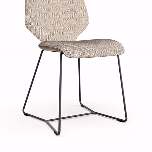 Stuhl Penthouse - Stoff, Hellgrau, Leder, Steingrau, Kufen, Anthrazit