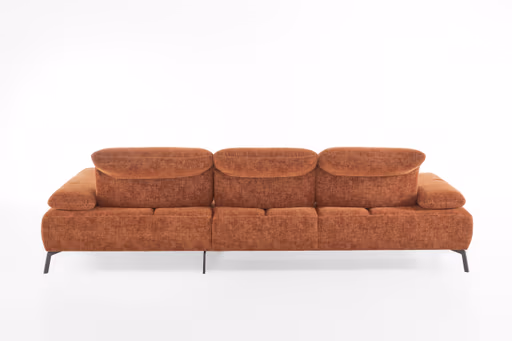 Ecksofa - 2,5-Sitzer mit Longchair rechts, Kopfteil/Armlehne/Rücken verstellbar, Stoff, Rost