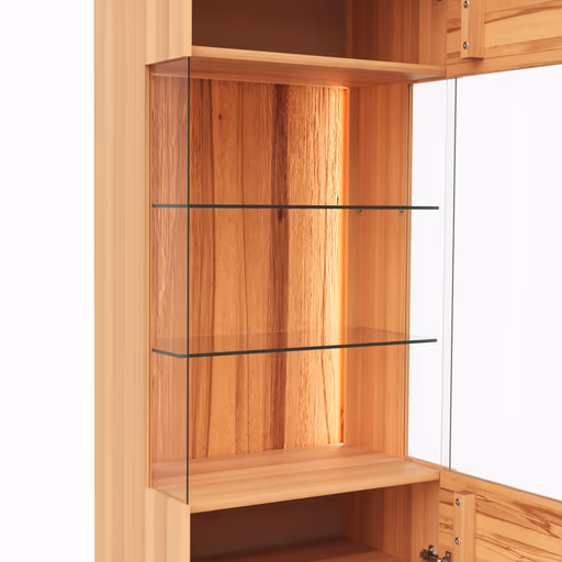 Vitrine Hillsboro - inkl. Beleuchtung, Anschlag Rechts, Buche/Kernbuche natur, geölt