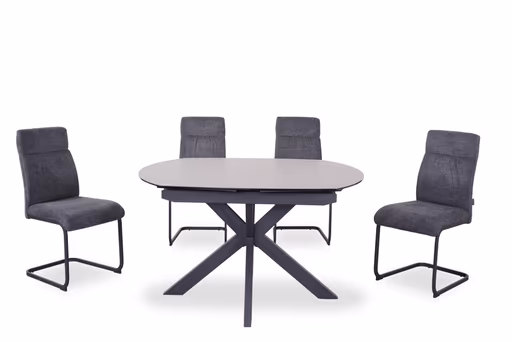 Esstisch MEGGIE - ausziehbar, LB ca. 130x100 cm, Glaskeramik, Grau