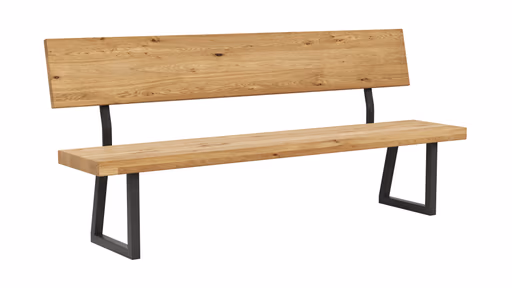 Holzbank Clifton - mit Rückenlehne, Breite ca. 200cm, Wildeiche massiv, natur