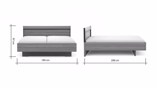 Bett Lenoso - Liegefläche ca. 180x200 cm, Eiche Nachbildung