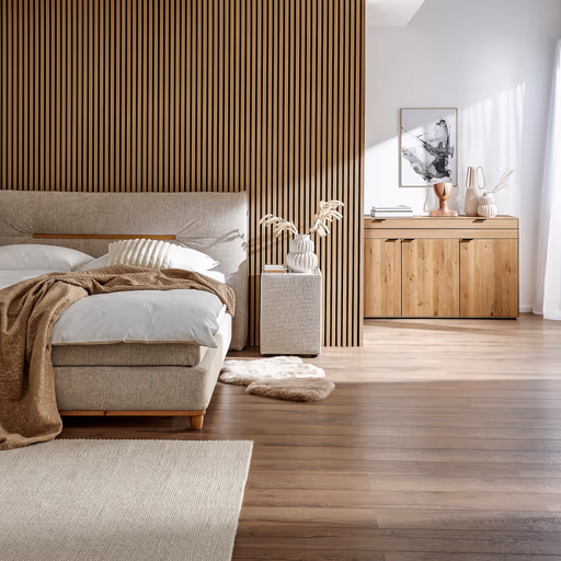 Boxspringbett Alpin - Liegefläche ca. 180x200 cm, Stoff, Graubeige