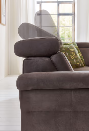 Sofa - 2,5 Sitzer mit Ottmane rechts, Stoff, Grau