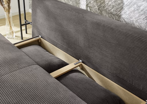 Schlafsofa - 2-Sitzer inkl. Schlaffunktion mit Bettkasten, Stoff, Dunkelgrau