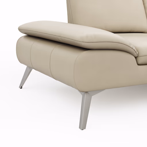 Ecksofa Collina - 2,5-Sitzer, Longchair rechts, inklusive Kopfstütze, Leder, Ecru