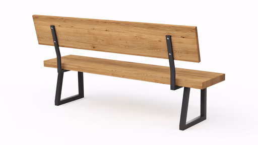 Holzbank Clifton - mit Rückenlehne, Breite ca. 180cm, Zerreiche massiv, natur