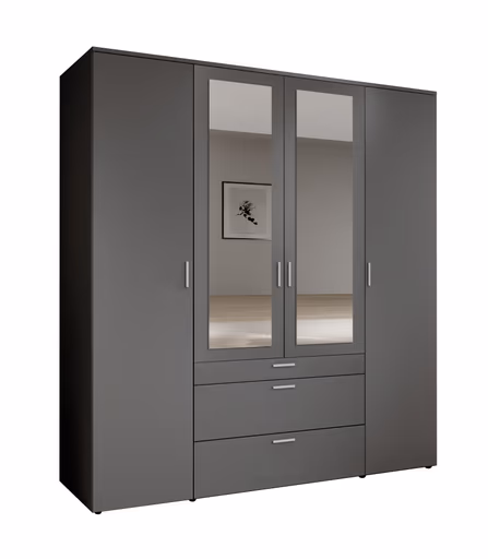 Drehtürenschrank- B ca. 180 cm, Graphit, Spiegel