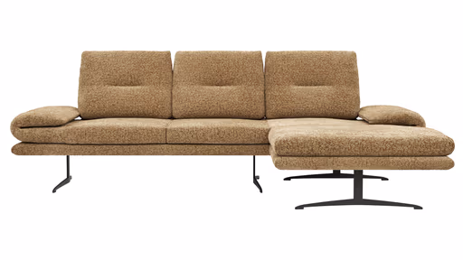 Ecksofa Lucero 2.0 - 2-Sitzer mit Longchair rechts inkl. Rückenlehne verstellbar, Stoff, Cognac