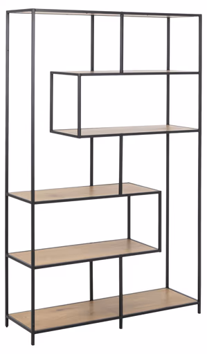 Bücherregal - Wildeiche Nachbildung, Metall schwarz