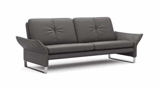 Sofa Tenero - 3-Sitzer inkl. Armlehne verstellbar, Leder, Anthrazit