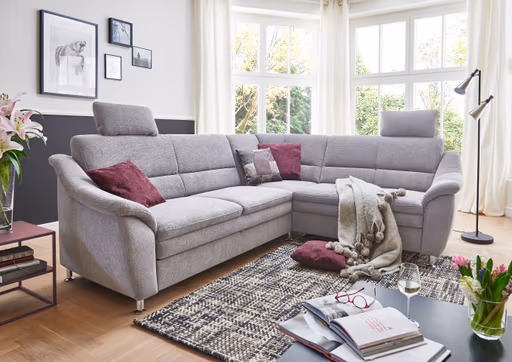 Sofa - 2-Sitzer mit Ecke Rechts, Stoff, Silbergrau