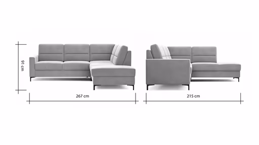 Ecksofa Merlos H - 2,5-Sitzer mit Ecke rechts, Stoff, Natur