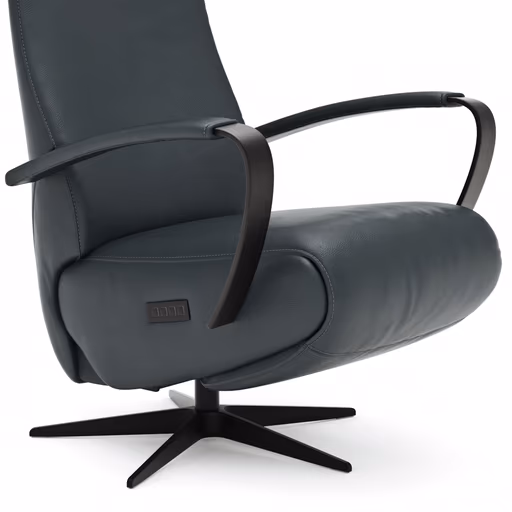 Relaxsessel Girona - Relaxfunktion (motorisch), Leder, Graphit