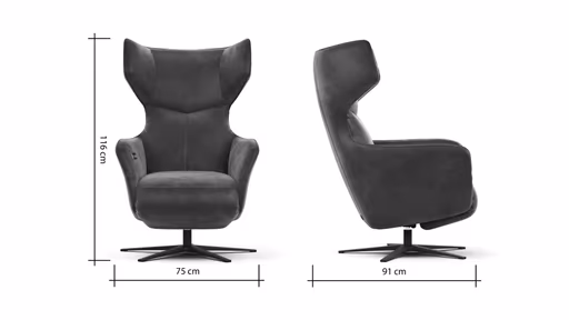 Sessel Noto Relax II - Rückenlehne und Fußteil verstellbar (motorisch), Velour, Schlammgrün